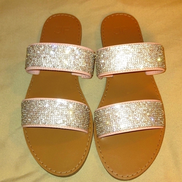 JUSTFAB "Cass" Pink w/Rhinestone Strap Sandals Size 7 BNIB - Picture 2 of 7